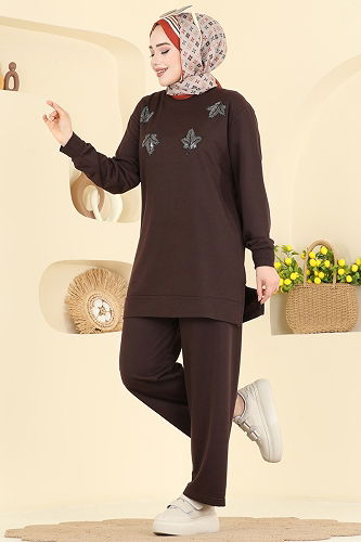 moda selvim طقم بني 213OZN1046 - Thumbnail