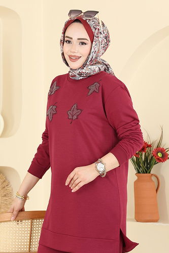 moda selvim Combined 213OZN1046 Burgundy - Thumbnail