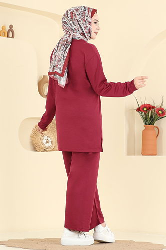 moda selvim طقم خمري 213OZN1046 - Thumbnail