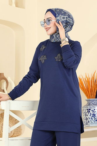 moda selvim طقم كحلي 213OZN1046 - Thumbnail