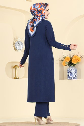 moda selvim طقم كحلي 215BO429 - Thumbnail