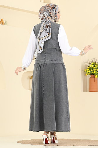 moda selvim طقم جينز أسود 2186ORG1169 - Thumbnail