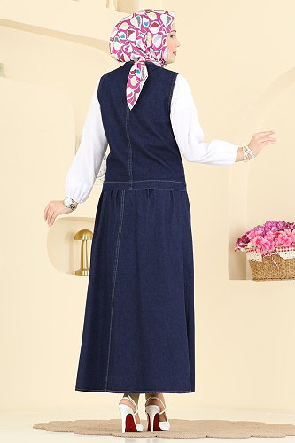 moda selvim طقم جينز غامق 2186ORG1169 - Thumbnail