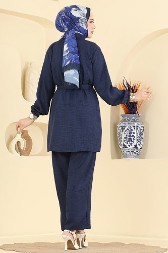 moda selvim طقم كحلي 2190ORG1169 - Thumbnail