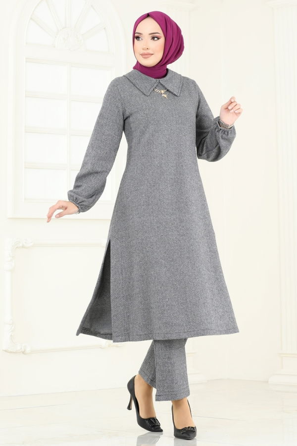 Modaselvim Hijab Combinations Combined 22004UKB139 Light Gray