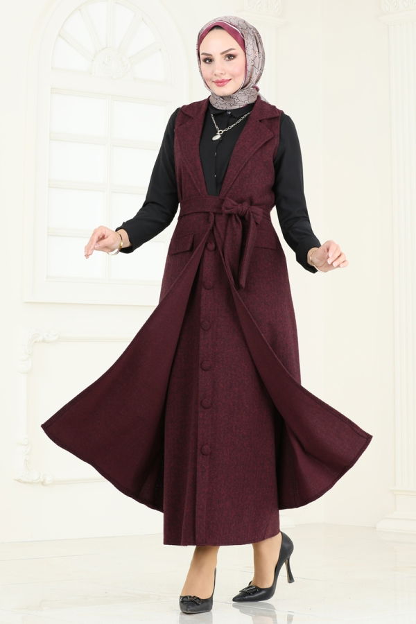 Modaselvim Hijab Combinations Combined 22012UKB139 Burgundy