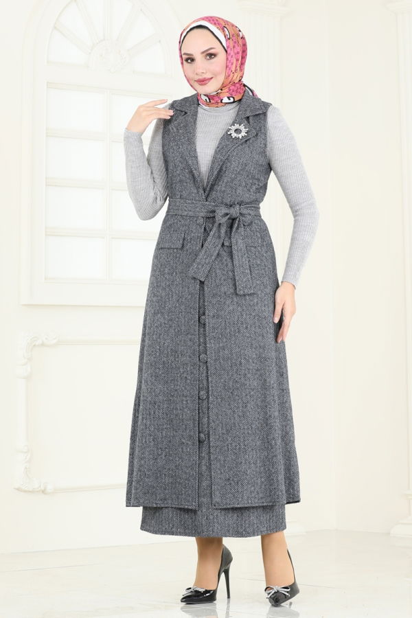 Modaselvim Hijab Combinations Combined 22012UKB139 Gray