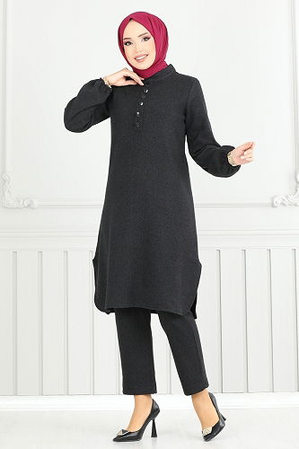 moda selvim طقم أسود 22035UKB139 - Thumbnail