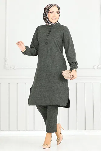 moda selvim طقم اخضر عفني 22035UKB139 - Thumbnail