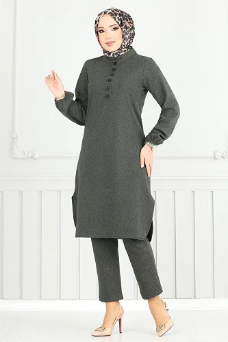 moda selvim طقم اخضر عفني 22035UKB139 - Thumbnail