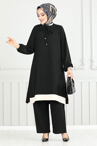 moda selvim طقم أسود 2252BLU1068-M - Thumbnail