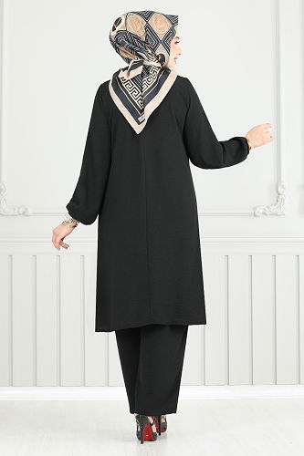 moda selvim طقم أسود 2252BLU1068-M - Thumbnail