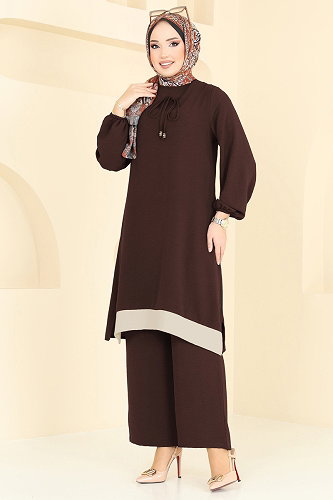 moda selvim طقم بني 2252BLU797 - Thumbnail