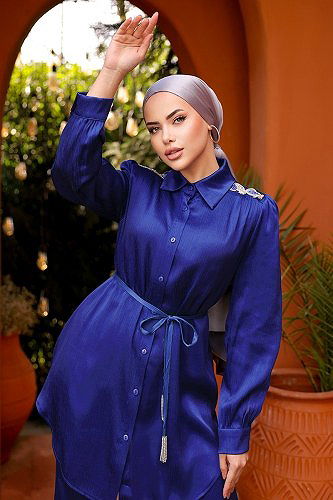 moda selvim طقم كحلي 228OFR845 - Thumbnail