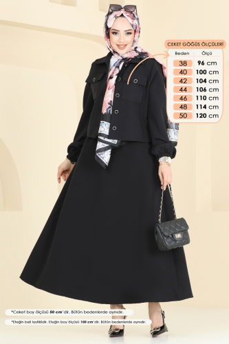 moda selvim طقم أسود 23005UKB139 - Thumbnail