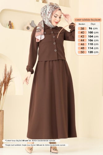 moda selvim طقم بني 23005UKB139 - Thumbnail