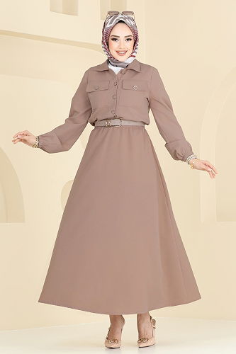 moda selvim طقم بيج غامق 23005UKB139 - Thumbnail