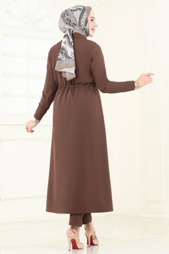moda selvim طقم بني 23009UKB139 - Thumbnail