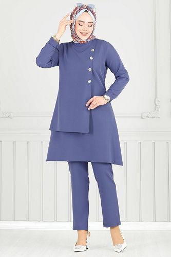 moda selvim طقم أزرق فاتح 23012UKB139 - Thumbnail