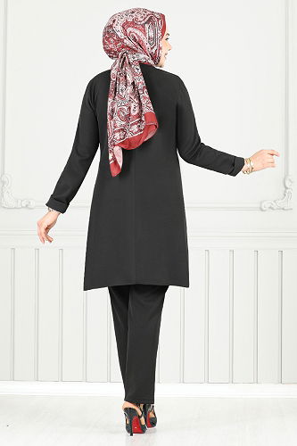 moda selvim طقم أسود 23012UKB929-M - Thumbnail