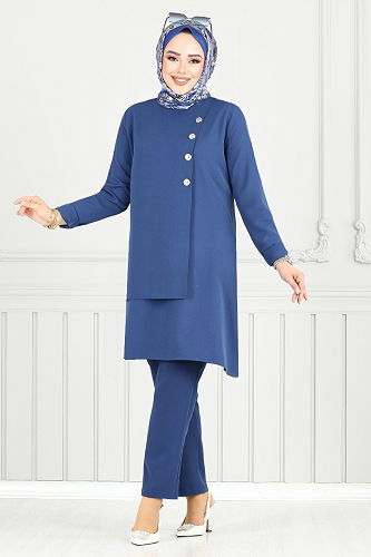 moda selvim طقم كحلي 23012UKB929-M - Thumbnail