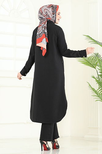 moda selvim طقم أسود 23014UKB139 - Thumbnail