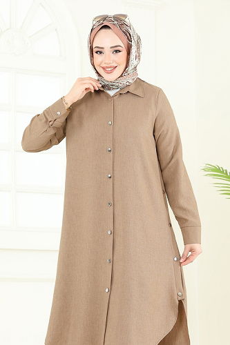 moda selvim طقم بيج غامق 23014UKB139 - Thumbnail