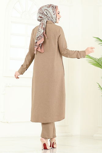 moda selvim طقم بيج غامق 23014UKB139 - Thumbnail