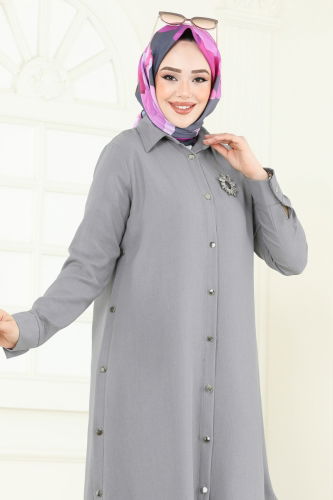 moda selvim طقم رمادي 23014UKB139 - Thumbnail