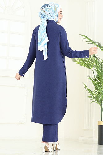 moda selvim طقم كحلي 23014UKB139 - Thumbnail