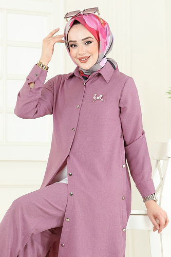 moda selvim طقم وردي 23014UKB139 - Thumbnail