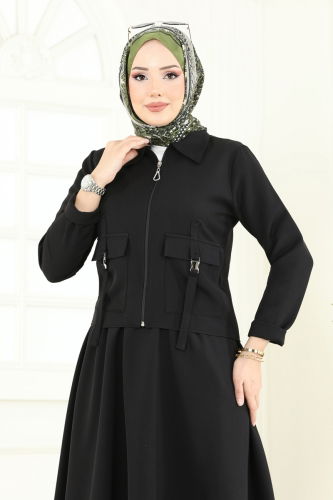 moda selvim طقم أسود 23015UKB139 - Thumbnail
