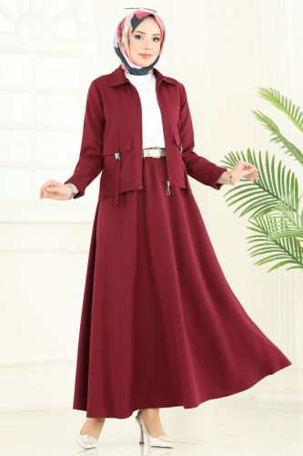 moda selvim Combined 23015UKB139 Burgundy - Thumbnail