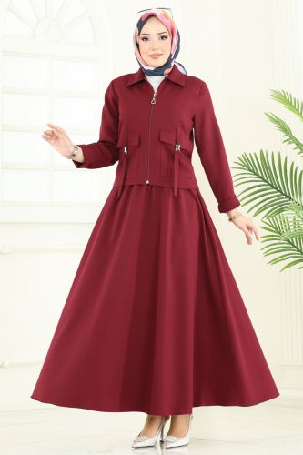 moda selvim طقم خمري 23015UKB139 - Thumbnail