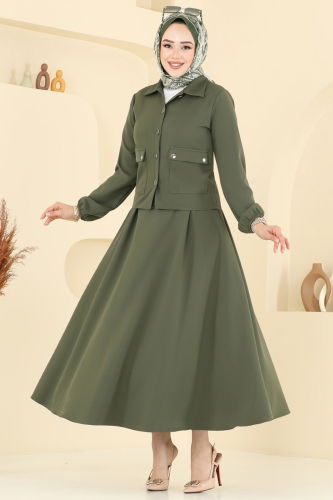 moda selvim طقم اخضر عفني 23016UKB139 - Thumbnail