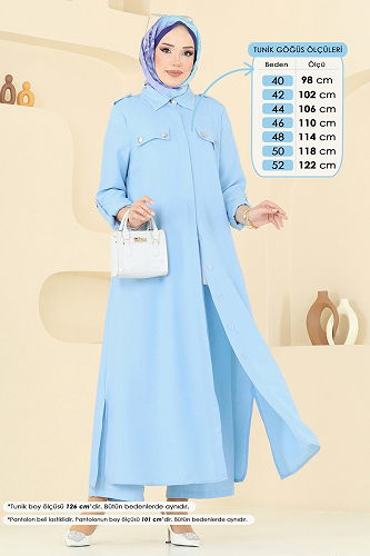 moda selvim طقم أزرق فاتح 23017UKB139 - Thumbnail