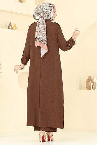 moda selvim طقم بني 23017UKB139 - Thumbnail