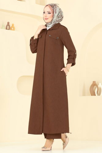 moda selvim طقم بني 23017UKB139 - Thumbnail