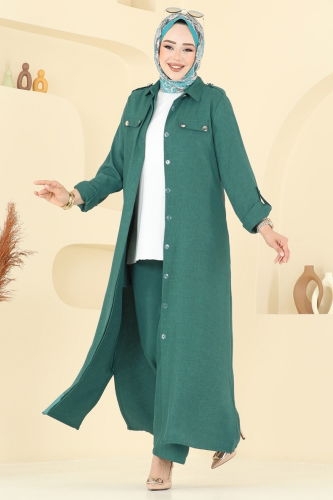 moda selvim طقم زيتي 23017UKB139 - Thumbnail