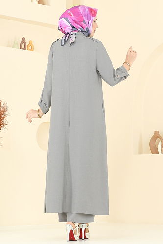 moda selvim طقم رمادي 23017UKB139 - Thumbnail