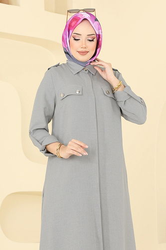 moda selvim طقم رمادي 23017UKB139 - Thumbnail