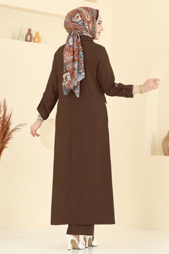 moda selvim طقم بني 23018UKB139 - Thumbnail