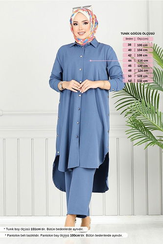 moda selvim طقم ازرق 23019UKB929-M - Thumbnail