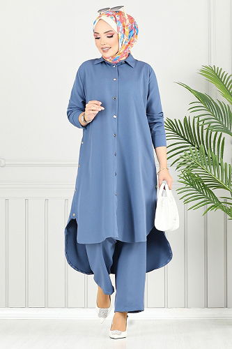 moda selvim طقم ازرق 23019UKB929-M - Thumbnail