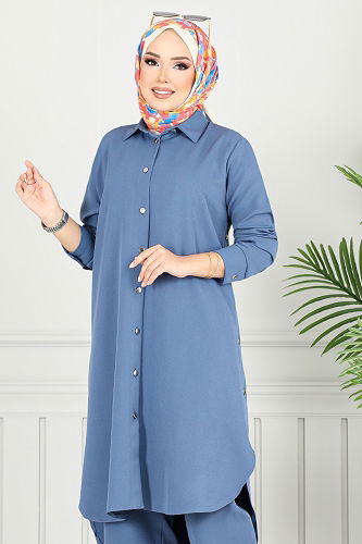 moda selvim طقم ازرق 23019UKB929-M - Thumbnail