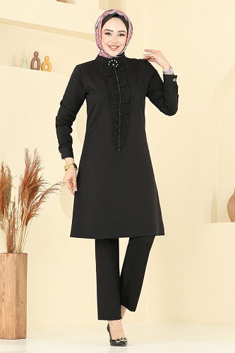 moda selvim طقم أسود 23020UKB139 - Thumbnail