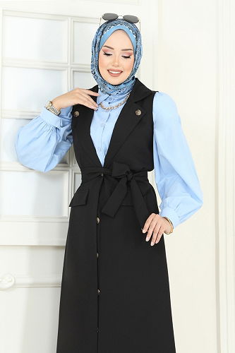 moda selvim طقم أسود 23022UKB139 - Thumbnail