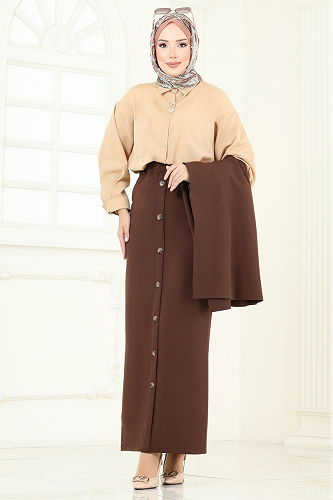 moda selvim طقم بني 23022UKB139 - Thumbnail