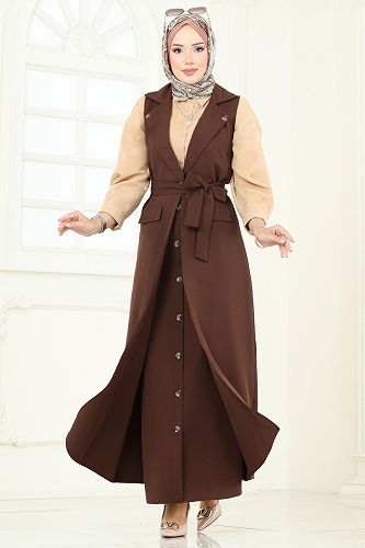 moda selvim طقم بني 23022UKB139 - Thumbnail