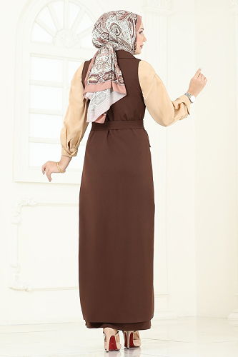 moda selvim طقم بني 23022UKB139 - Thumbnail